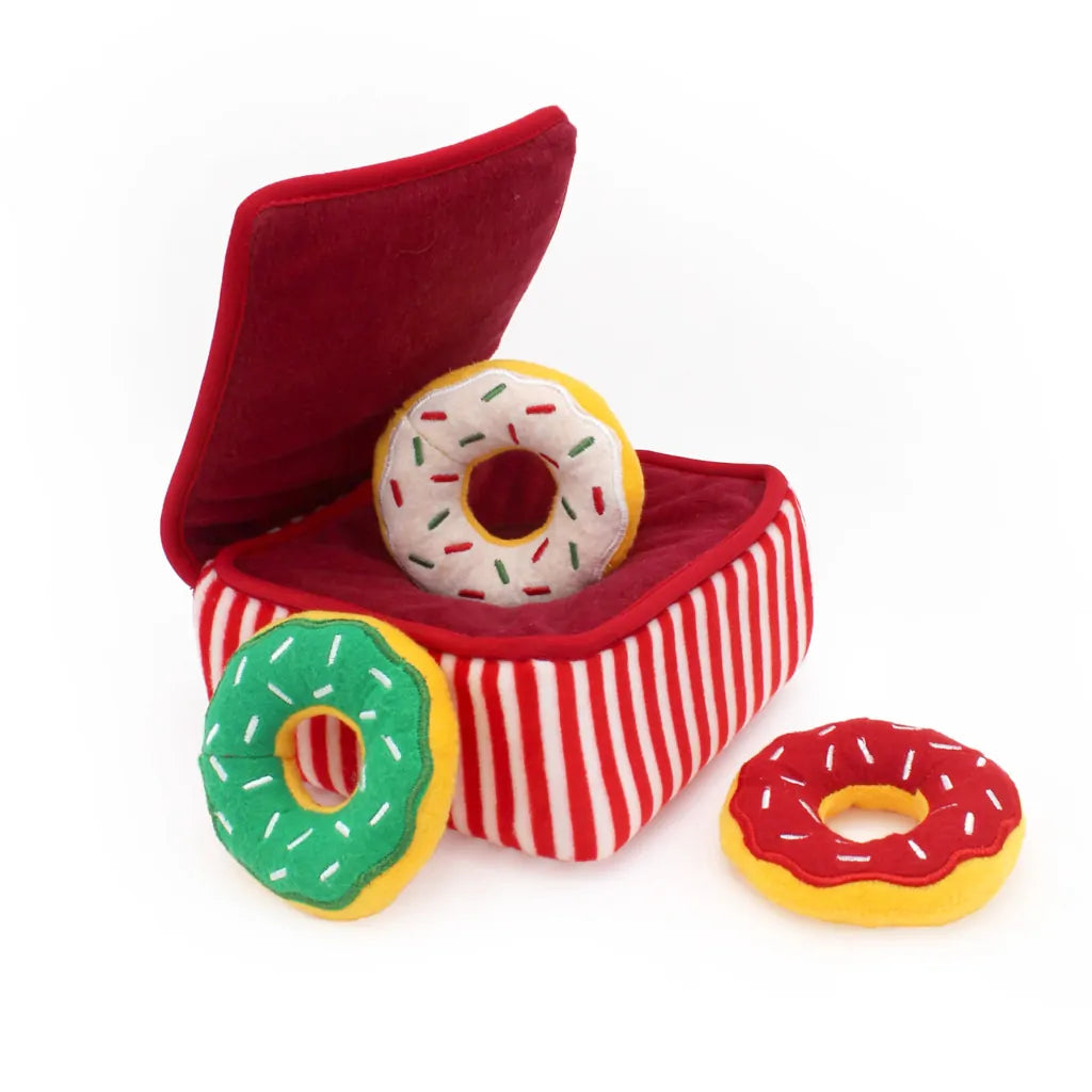 Holiday Donutz Box Burrow Dog Toy