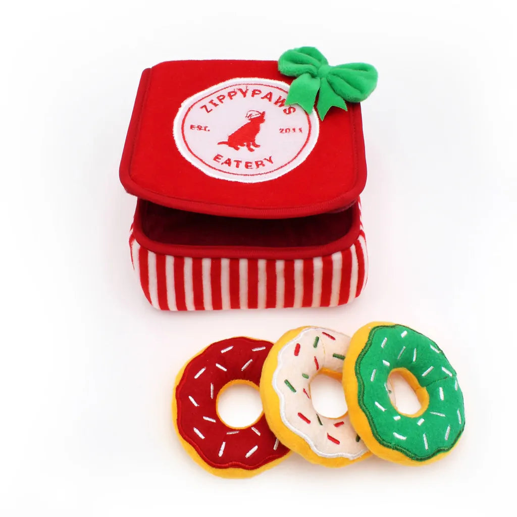 Holiday Donutz Box Burrow Dog Toy