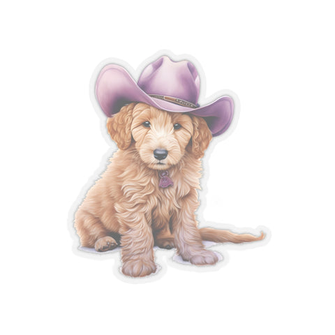 Cowboy Puppy Sticker - Golden Doodle