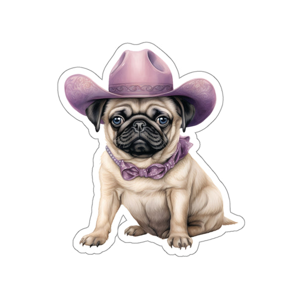 Cowboy Puppy Sticker - Pug
