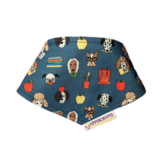 Back to Puppy Skool Dog Bandana - Navy Uppercrufts