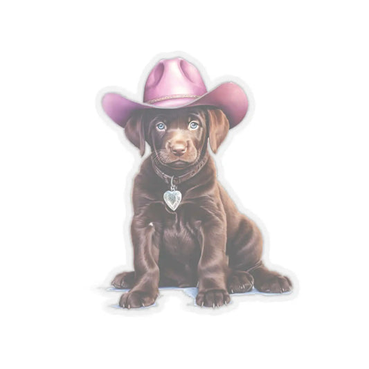 Cowboy Puppy Sticker - Choc Lab Uppercrufts