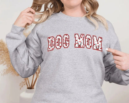 Dog Mom w/Hearts Crewneck Sweatshirt Uppercrufts